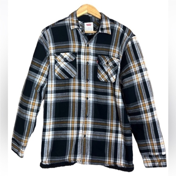 Levi’s plaid flannel shirt / jacket with warm Sherpa lining Size Small - Picture 1 of 11